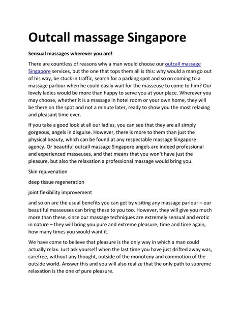 singapore outcall massage|Professional Outcall Massage In Singapore